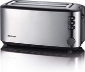 SEVERIN AT 2509 Automatik-Toaster (1.400 W, 2 Langschlitzkammern, für bis zu 4 Brotscheiben) Edelstahl/schwarz