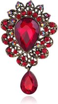 Grote Broche met Hanger - 7.2x4.3 cm - Rood