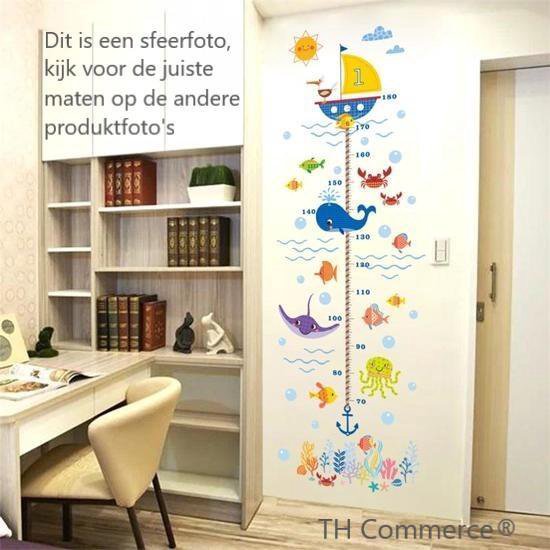 MUURSTICKER MARITIEM - GROEIMETER - MAATLAT - VISSEN - DIEREN - WANDDECORATIE - KINDERKAMER - BABYKAMER - JONGEN - MEISJE -TH Commerce nr 397