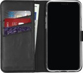 iPhone 11 Pro Hoesje met Pasjeshouder - Selencia Echt Lederen Booktype - Zwart