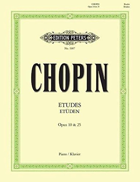 Boek "Chopin Etudes Opus 10 & 25" van Edition Peters, editie nr. 1907, voor piano.