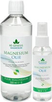 Magnesiumolie 500 ml navulfles en 200 ml spray van Ré-genesis - Magnesiumspray Magnesiumchloride Spierolie voordeelpakket