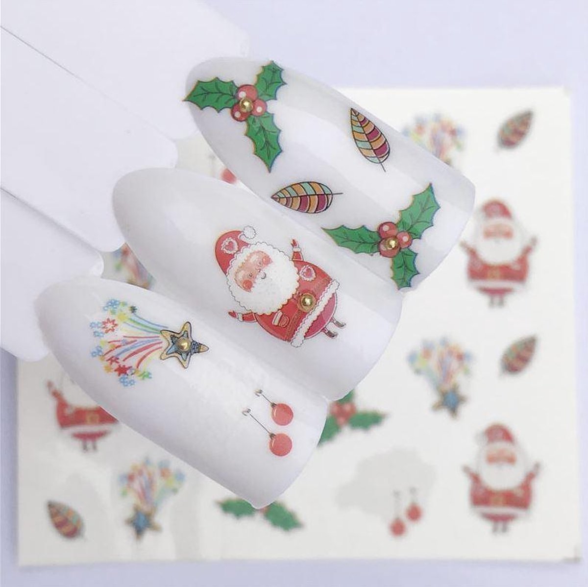 Goedkoopste Kerst Nagelstickers - Kerstmis Nagel Stickers - Christmas Nail Art - Nagel Decoratie - Nagelversiering - Nageldecoratie - 3D Nail Vinyls - French Manicure Stickers - Mistletoe
