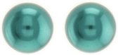 Behave® Dames parel oorbellen oorknoppen blauw 1 cm