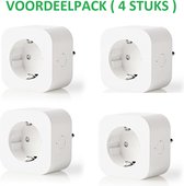 Smart plug - Set van 4 - Slimme stekker - Google Home (Google Assistant) | AMAZON ALEXA - Schakelt tot 2500W