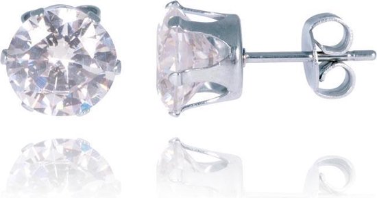 Clous d'oreilles LGT Jewels Acier inoxydable Classic Round Transparent 6mm