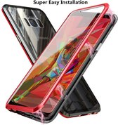 Magnetische case met voor - achterkant gehard glas voor de Samsung Galaxy S8 Plus - Rood