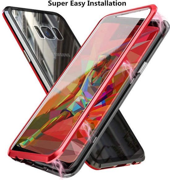 Magnetische case met voor - achterkant gehard glas voor de Samsung Galaxy S8  Plus - Rood | bol.com