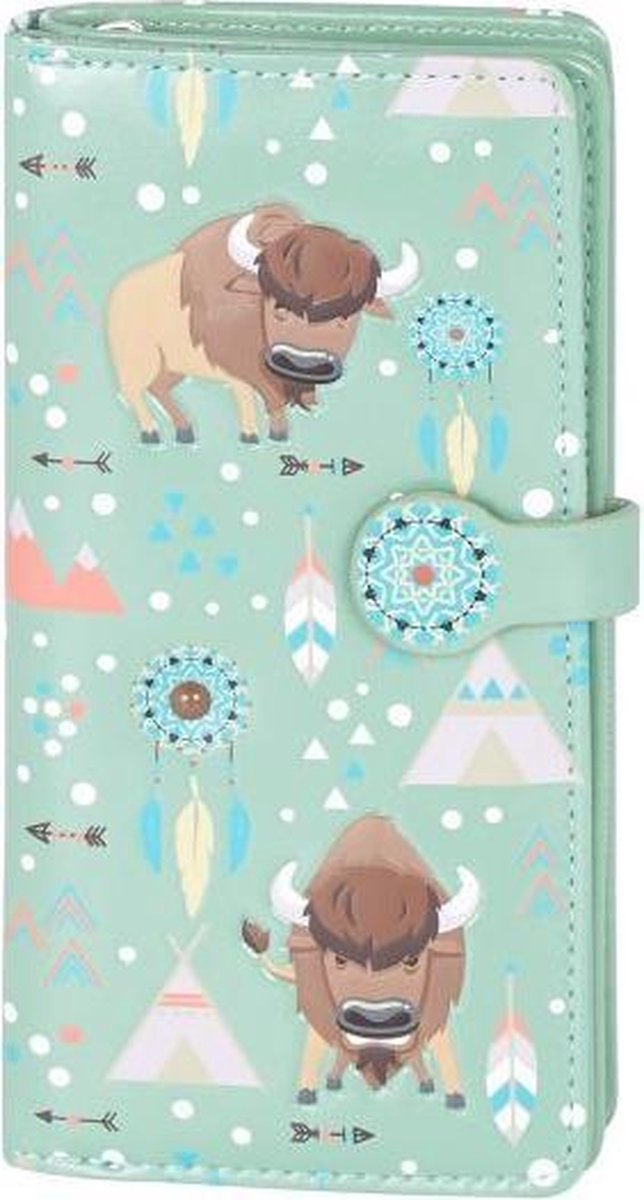 Shagwear Portemonnee - Trendy Ritsportemonnee - Dames - Kunstleer - Buffalo Pattern (9979Z)