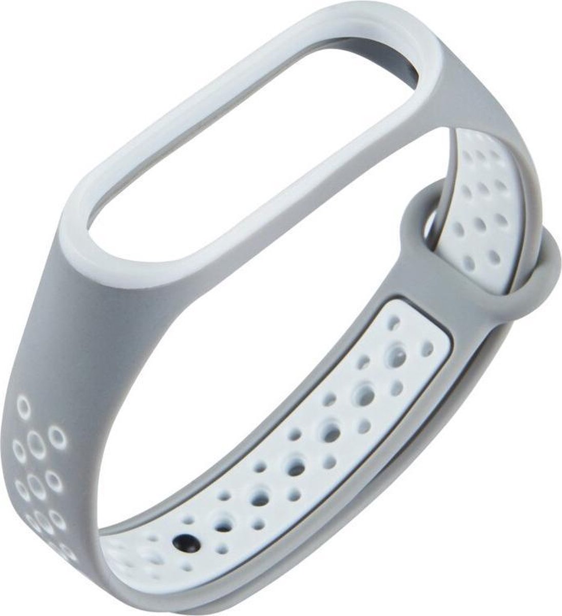 KELERINO. Siliconen bandje geschikt voor Xiaomi Mi Band 3 / 4 - Grijs / Wit