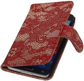 Mobieletelefoonhoesje.nl - Samsung Galaxy S5 Hoesje Bloem Bookstyle Rood