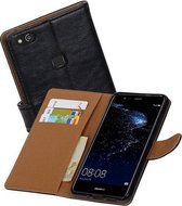 Zakelijke Book Case Telefoonhoesje Geschikt voor de Huawei P10 - Portemonnee Hoesje - Pasjeshouder Wallet Case - Zwart