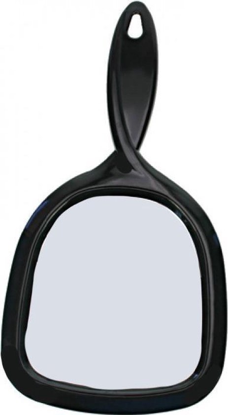 Handspiegel Enkelzijdig - Spiegel Ø 13,5 cm - 1X vergrotend - Zwart - Afmeting: 27,5 x 14 cm. - Merkloos