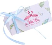 Bedank doosje - Thank you - Bruiloft Doos - Decoratie - Thank You - Flamingo - Wit - Baby Blauw - 3 stuks
