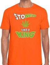 Oranje Stoned like a king shirt / t-shirt oranje heren -  Koningsdag kleding L