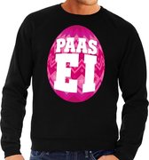 Paas sweater zwart met roze ei voor heren S