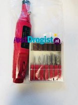 6-In-1 Krachtige Nagelfrees Inclusief Stroomadapter -  Manicure & Pedicure - Nagelvijl - Vijlen - Roze