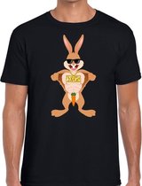 Zwart Paas t-shirt stoere paashaas - Pasen shirt voor heren - Pasen kleding XXL