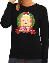 Foute kersttrui / sweater - zwart - Are You Naked Yet voor dames M (38)