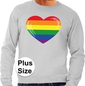 Grote maten  regenboog hart sweater grijs voor heren 4XL