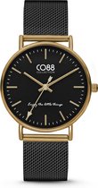 CO88 Collection Horloges 8CW 10055 Horloge met Mesh band - Ø36 mm - Zwart / Goudkleurig