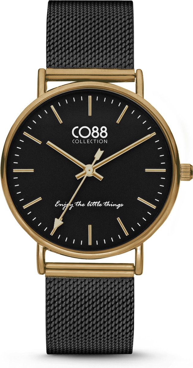 CO88 Collection Horloges 8CW 10055 Horloge met Mesh band - Ø36 mm - Zwart - Goudkleurig