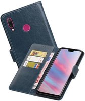 Zakelijke Book Case Telefoonhoesje Geschikt voor de Huawei Y9 2019 - Portemonnee Hoesje - Pasjeshouder Wallet Case - Blauw