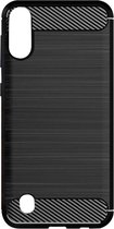 Shop4 - Samsung Galaxy A10 Hoesje - Zachte Back Case Brushed Carbon Zwart
