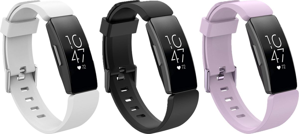 KELERINO. Siliconen bandjes geschikt voor Fitbit Inspire (HR) - 3-pack - Large