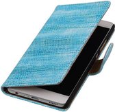 Hagedis Bookstyle Wallet Case Hoesje Geschikt voor Huawei P9 Turquoise