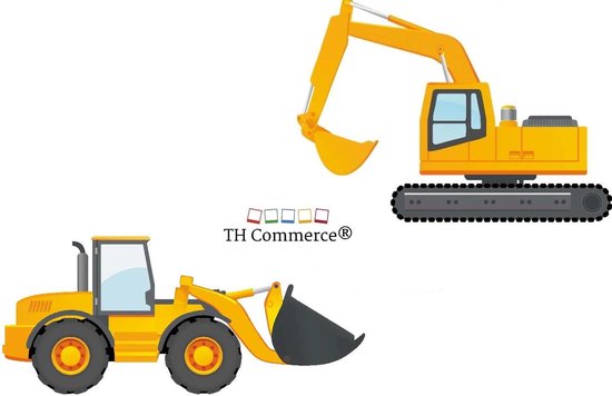 | TH Commerce muursticker Bouwvoertuigen Shovel Bouwvoertuig Graafmachine
