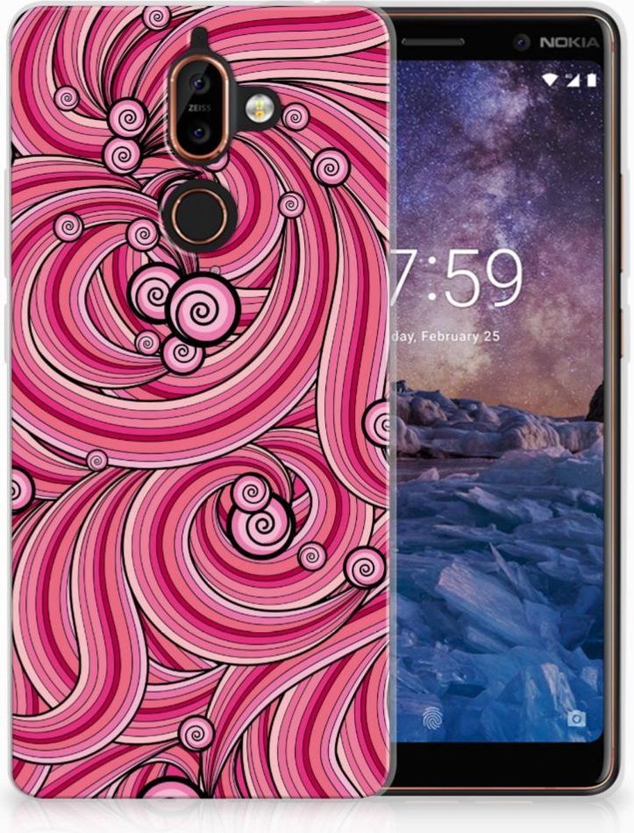 Nokia 7 Plus Hoesje maken Swirl Pink
