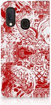 Geschikt voor Samsung Galaxy A20e Mobiel BookCase Angel Skull Red