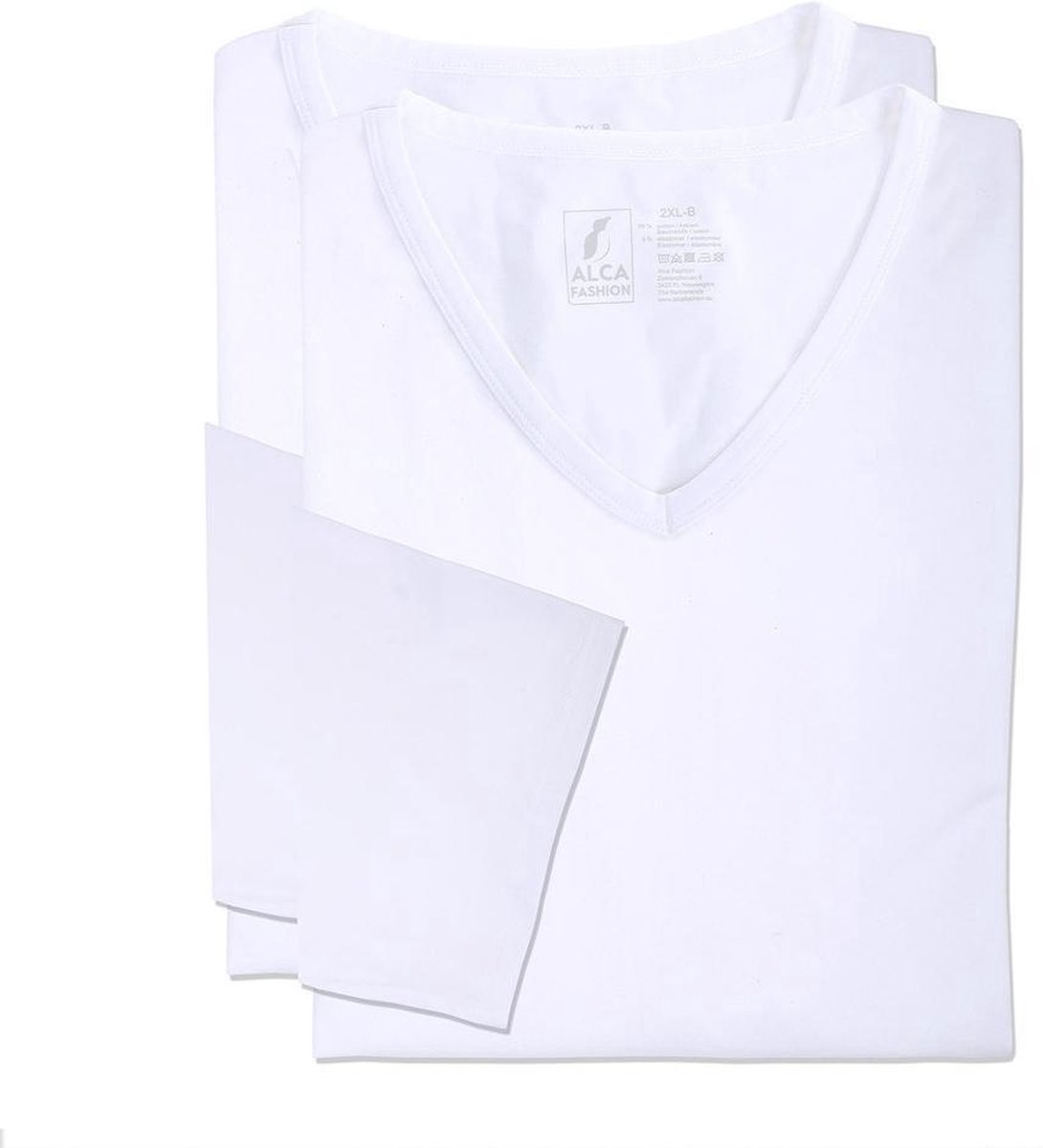 Alca Fashion - Heren T-Shirt V-Hals - Wit 8XL – Grote Maten Mannen - Katoen - 2-Pack