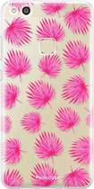 Fooncase Hoesje Geschikt voor Huawei P10 Lite - Shockproof Case - Back Cover / Soft Case - Pink leaves / Roze bladeren