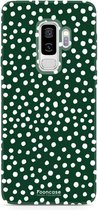 FOONCASE Samsung Galaxy S9 Plus hoesje TPU Soft Case - Back Cover - POLKA COLLECTION / Stipjes / Stippen / Donker Groen