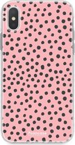 Fooncase Hoesje Geschikt voor iPhone X - Shockproof Case - Back Cover / Soft Case - POLKA / Stipjes / Stippen / Roze