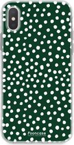 iPhone XS hoesje TPU Soft Case - Back Cover - POLKA / Stipjes / Stippen / Donker Groen