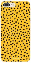 Fooncase Hoesje Geschikt voor iPhone 8 Plus - Shockproof Case - Back Cover / Soft Case - POLKA / Stipjes / Stippen / Oker Geel