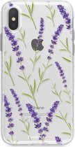Fooncase Hoesje Geschikt voor iPhone XS Max - Shockproof Case - Back Cover / Soft Case - Purple Flower / Paarse bloemen