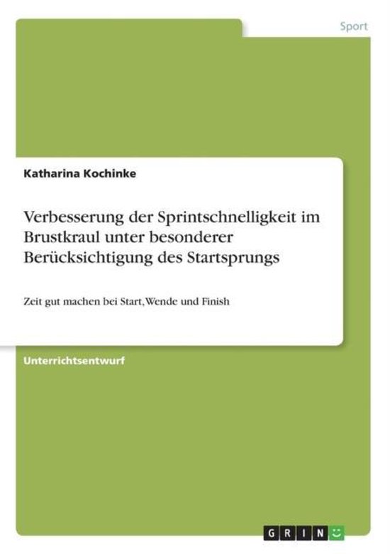 Verbesserung der Sprintschnelligkeit im Brustkraul unter bes ... - cover