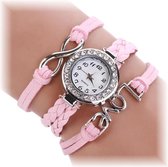 Fako® - Armband Horloge - Multi Infinity Love - Roze