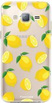 Samsung Galaxy J3 2016 hoesje TPU Soft Case - Transparant / doorzichtig - Siliconen Shock Proof - Back Cover - Lemons / Citroen / Citroentjes