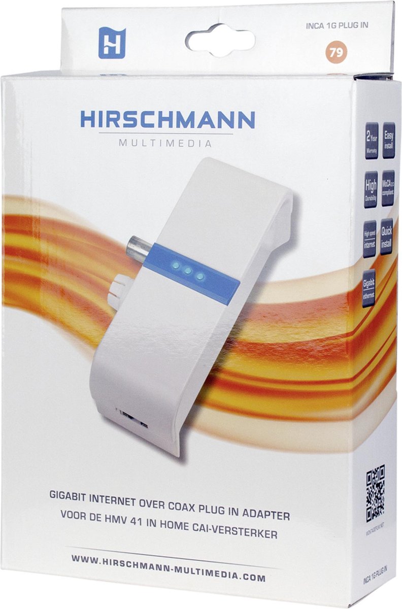 Hirschmann INCA 1G white SHOP Multimedia over coax adapter, 1000Mbps plug in...