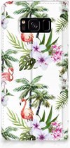 Geschikt voor Samsung S8 Hoesje Design Flamingo Palms