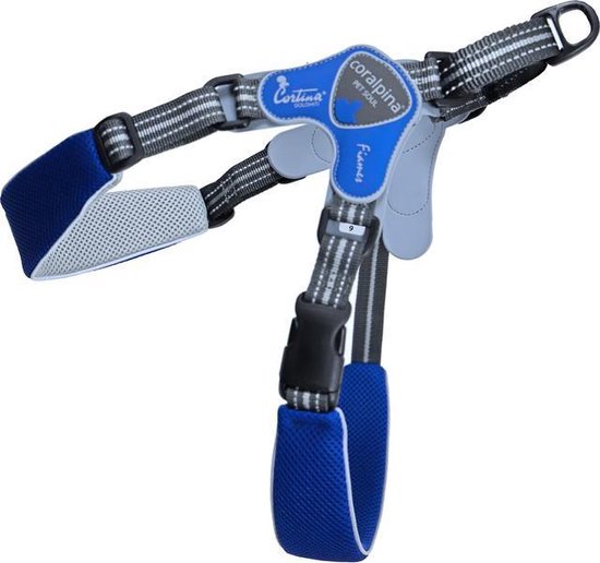 Luxe Coralpina hondenharnas tuig Fiames blauw 70-78cm maat 9