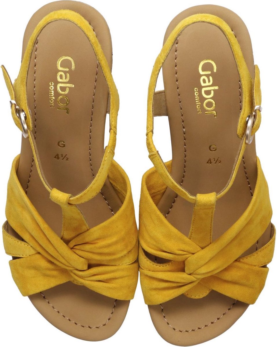 Gabor Comfort sandalen met sleehak geel - Maat 37.5 | bol.