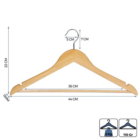 LifeGoods 20 Houten Kledinghangers Met broeklat 20 Stuks Bestel nu!