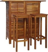 Bartafel- en stoelenset massief acaciahout 3-delig (incl. vloerviltjes)