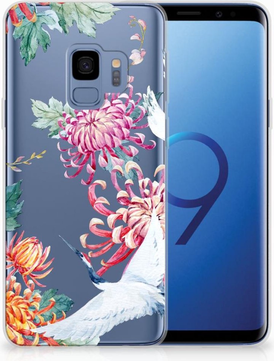 Samsung Galaxy S9 TPU Hoesje Bird Flowers